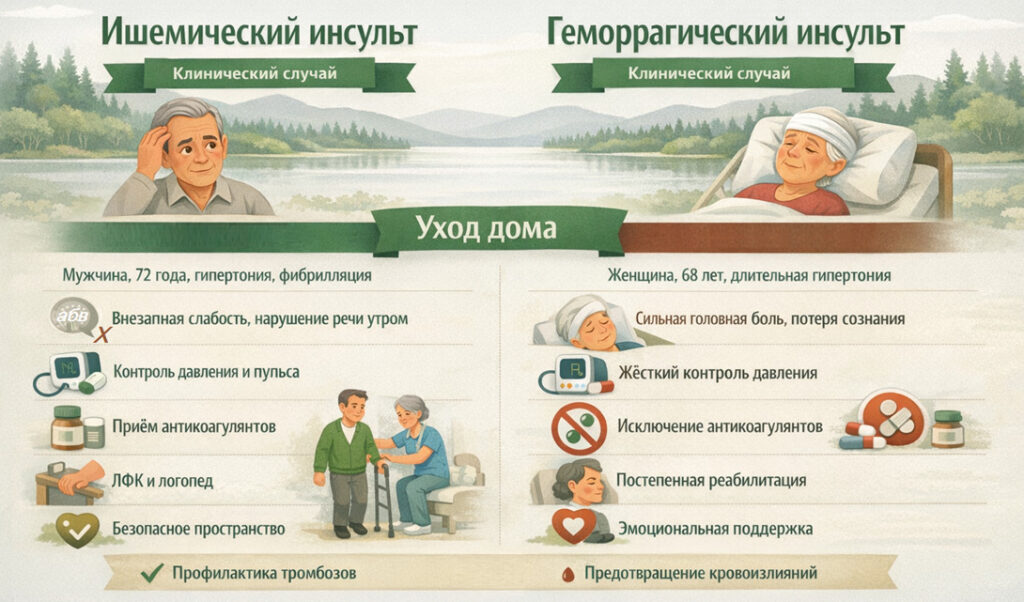 Уход дома при ишемическом и геморрагическом инсульте